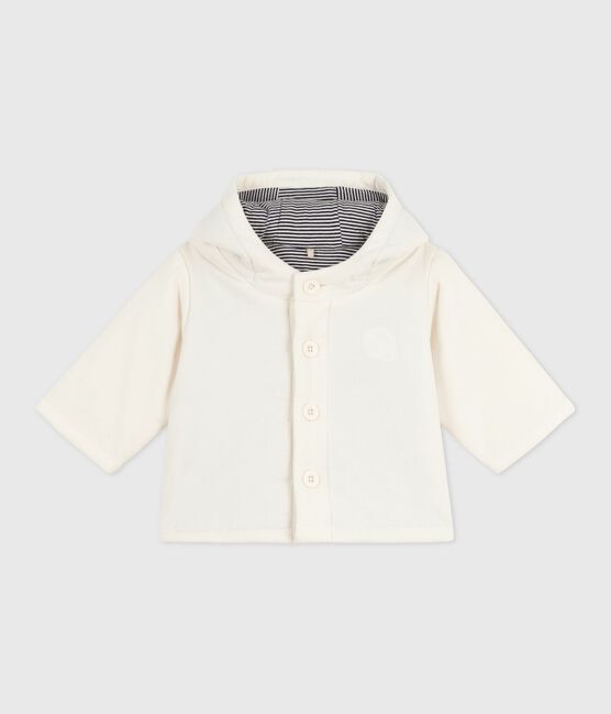 Babies' padded jacket in embroidered velour with a pinstriped lining MILK Ecru