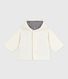 Babies' padded jacket in embroidered velour with a pinstriped lining