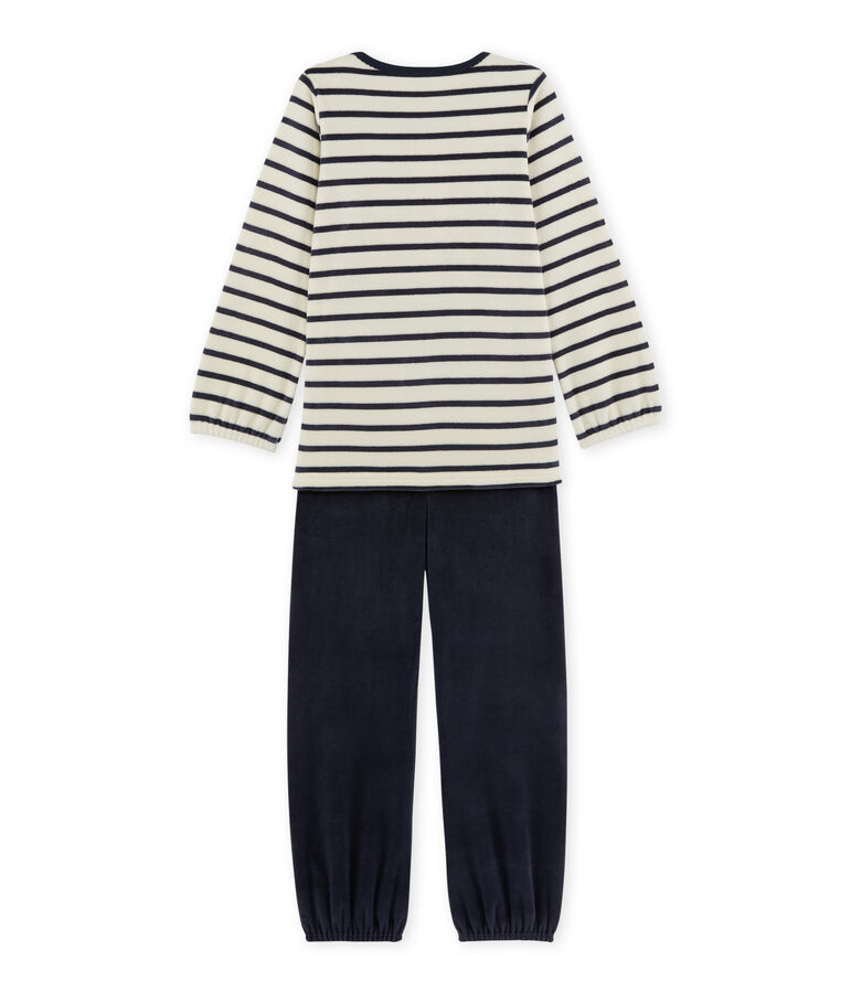 Girl's terry velour pyjamas white/blue