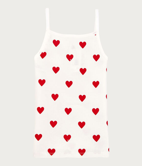 Women's Heart Cotton Strappy Top MARSHMALLOW white/TERKUIT red