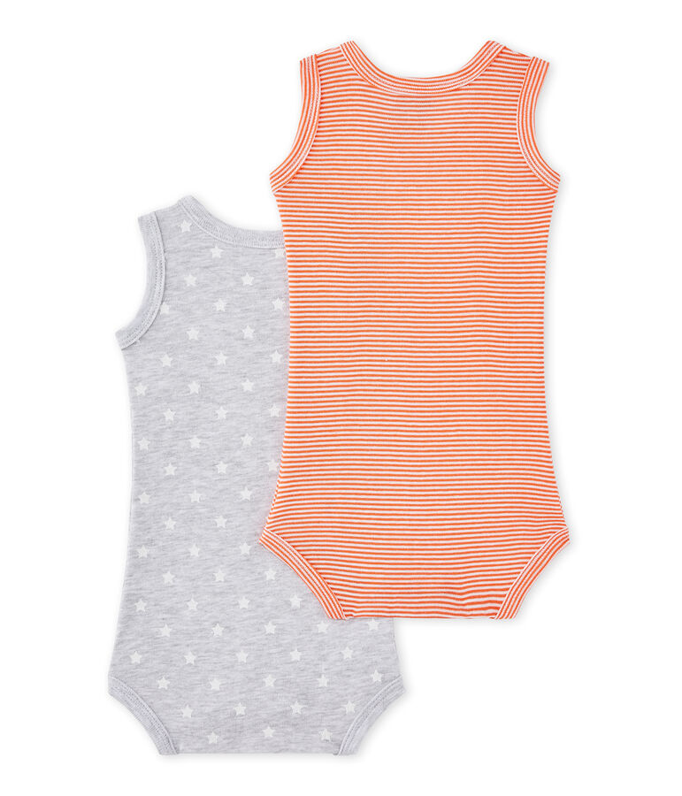 Set of 2 baby boys' sleeveless bodysuits white