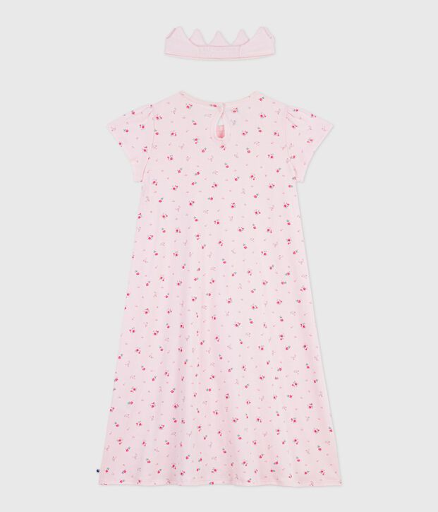 Children's fancy dress nightdress and tiara in cotton pink/multicolor