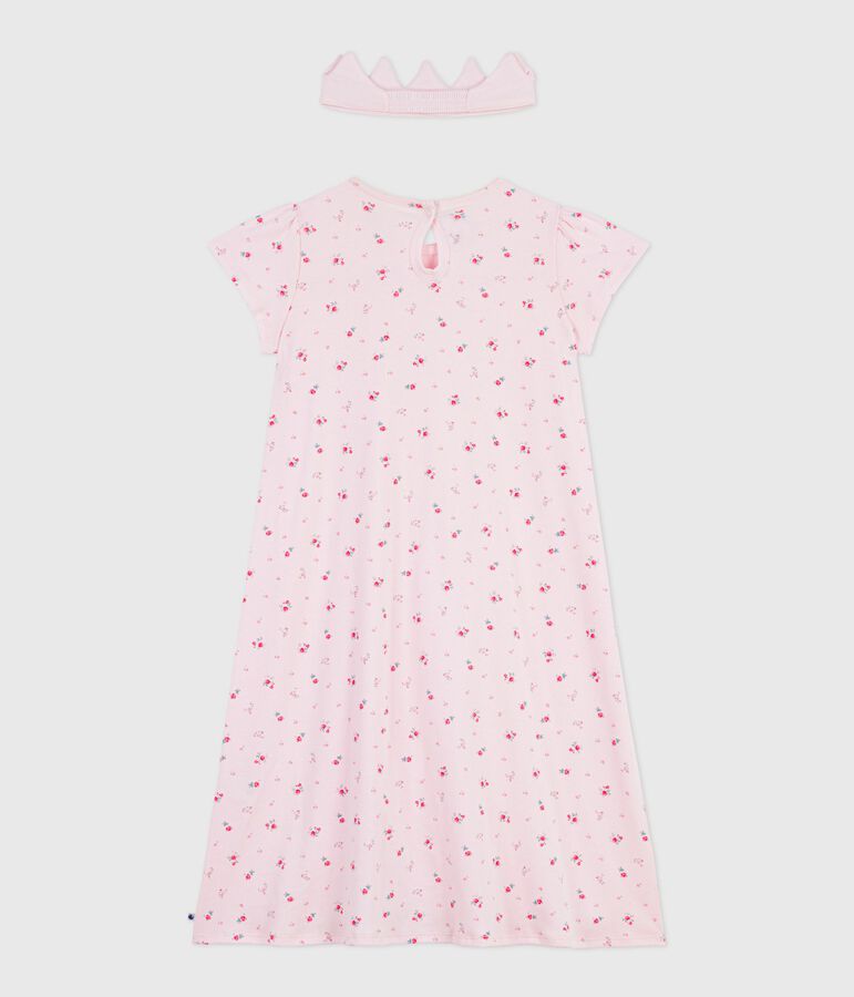 Children's fancy dress nightdress and tiara in cotton BARELY pink/MULTICO