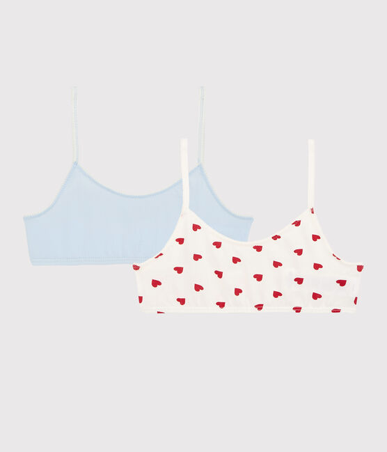 Girls' Red Heart Pattern Organic Cotton and Elastane Undershirts - 2-Pack variante 1
