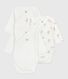 Pack of babies' long-sleeved printed cotton wrapover bodies