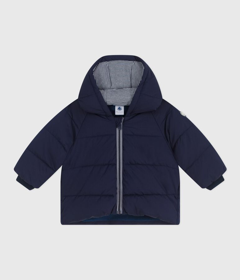 Babies' puffer jacket in plain polyester blue