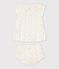 Baby Girls' Short-Sleeved Fruit Pattern Organic Cotton Woven Tube Knit Dress  with Bloomers MARSHMALLOW white/MULTICO white