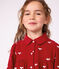 Children's corduroy dress with long sleeves and printed with bows red/ecru