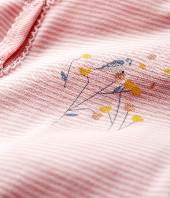Baby Girls' Ribbed Sleepsuit CHARME pink/MARSHMALLOW white