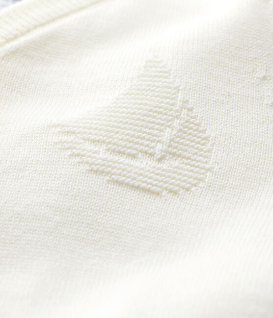 Baby Boys' Cotton and Linen Blend Knit Cardigan MARSHMALLOW white