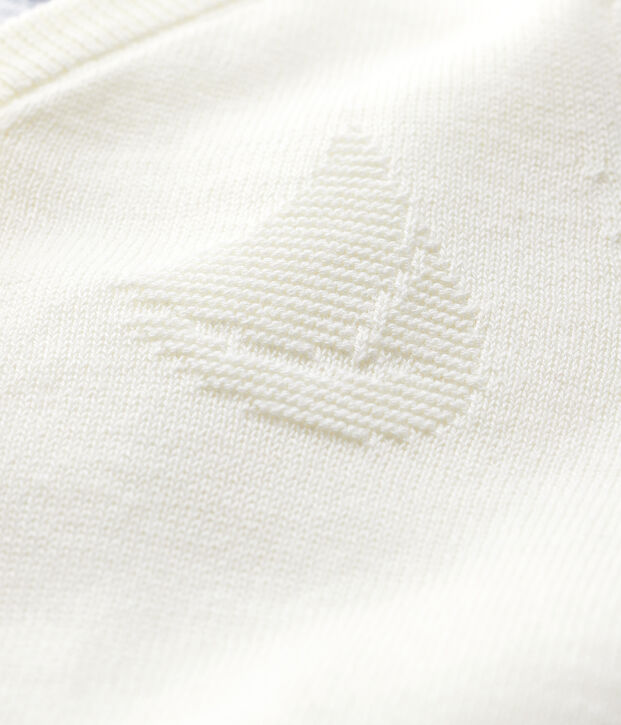 Baby Boys' Cotton and Linen Blend Knit Cardigan white
