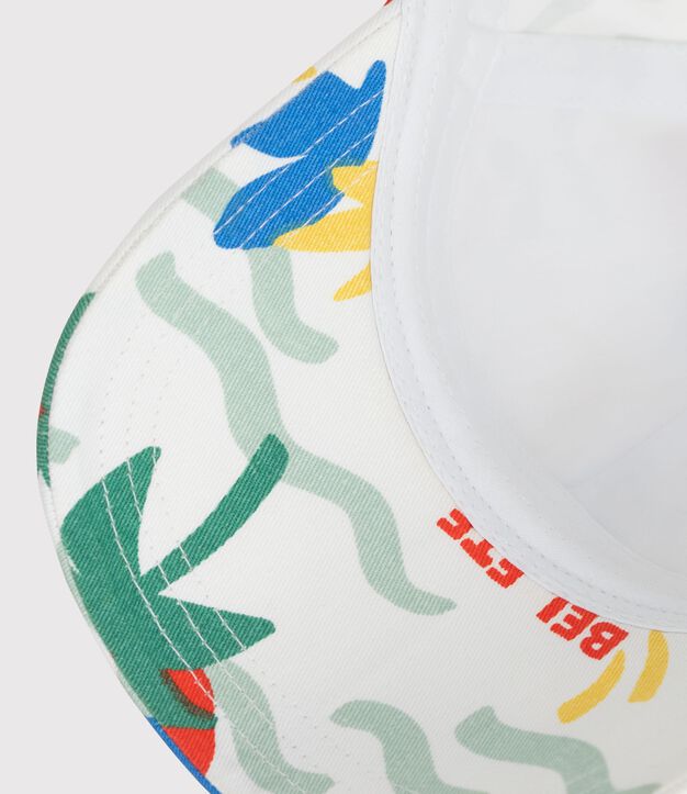 Children's cotton cap with a palm tree print Ecru/multicolor