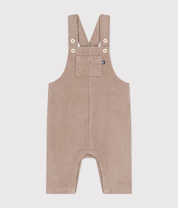 Babies' corduroy dungarees beige