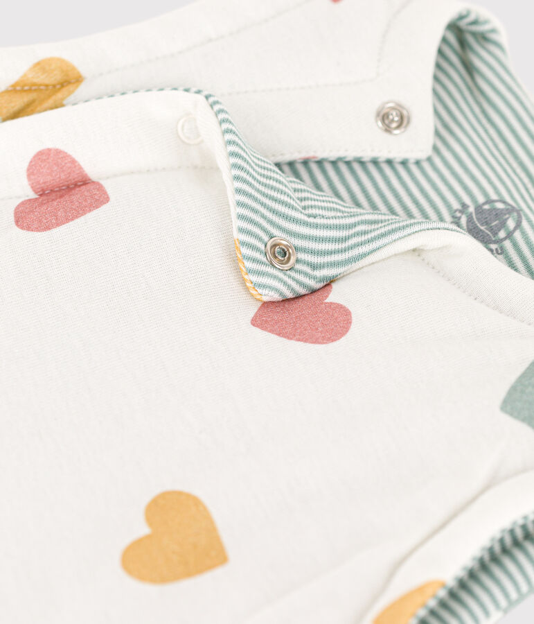 Babies' Reversible Heart Patterned Sleeveless Cotton Cardigan white/multicolor