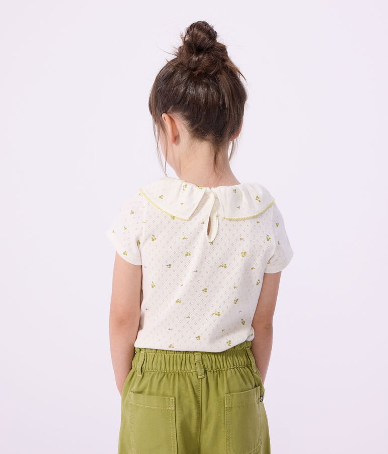 Children's short-sleeved floral print cotton T-shirt green/green