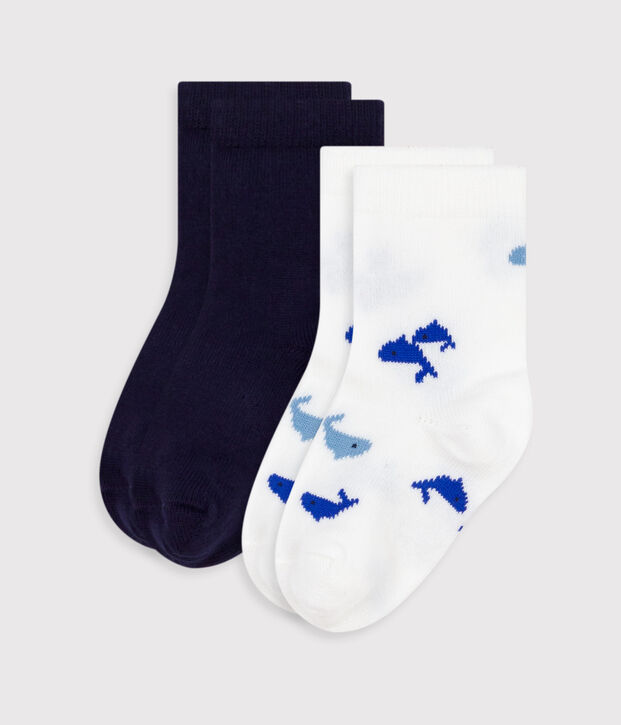 Babies' whale-print cotton socks - 2-Pack multicolor