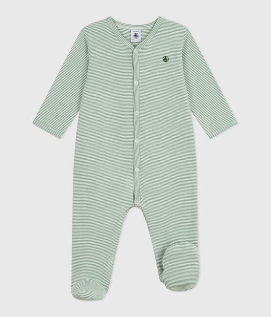 Babies' pinstriped cotton pyjama suit SAULE /MARSHMALLOW