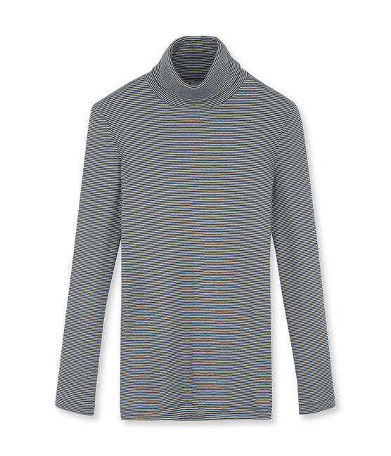 Women's striped polo neck - Previous collection ABYSSE blue/LAIT white