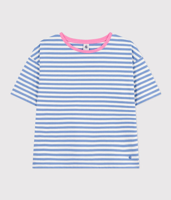 Women's Boxy Stripy Cotton T-Shirt GAULOISE /MARSHMALLOW