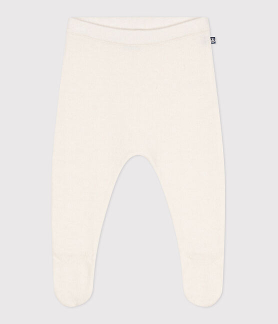 Babies' trousers in a wool and cotton knit MARSHMALLOW white