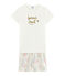 Girls' Ribbed Cropped Pyjamas MARSHMALLOW white/MULTICO white