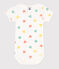 Babies' short-sleeved printed cotton body MARSHMALLOW blue/AQUATIC