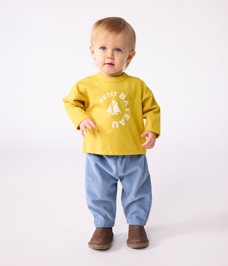 Long-sleeved cotton baby t-shirt yellow
