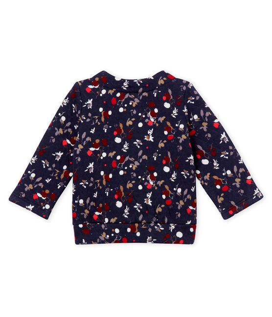 Baby girl's printed quilted cotton tubic cardigan SMOKING blue/MULTICO white
