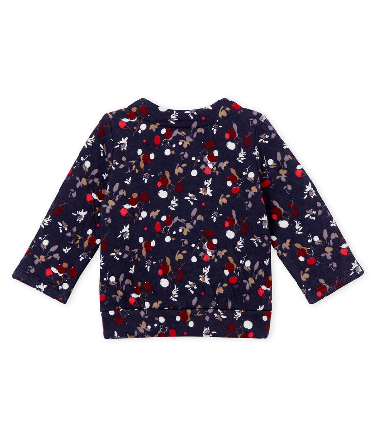 Baby girl's printed quilted cotton tubic cardigan blue/multicolor