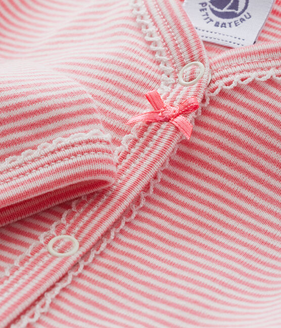 Baby girl's sleepsuit CHEEK pink/MARSHMALLOW white