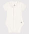 Babies' Short-Sleeved Bodysuit With a Ruff MARSHMALLOW white