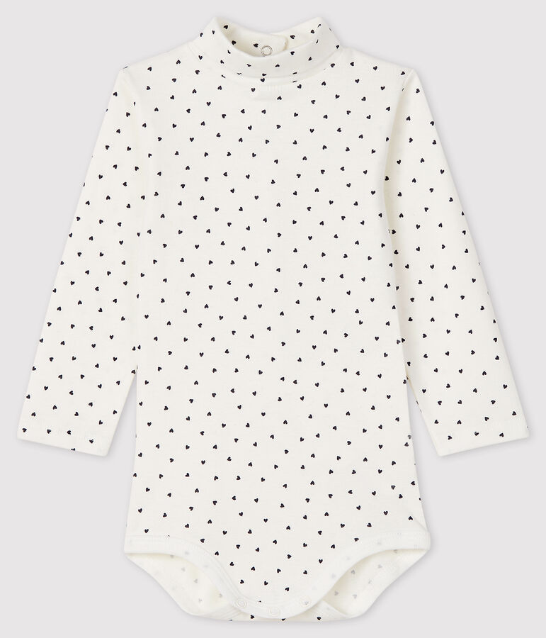 Babies' Long-Sleeved Roll-Neck Bodysuit white/blue