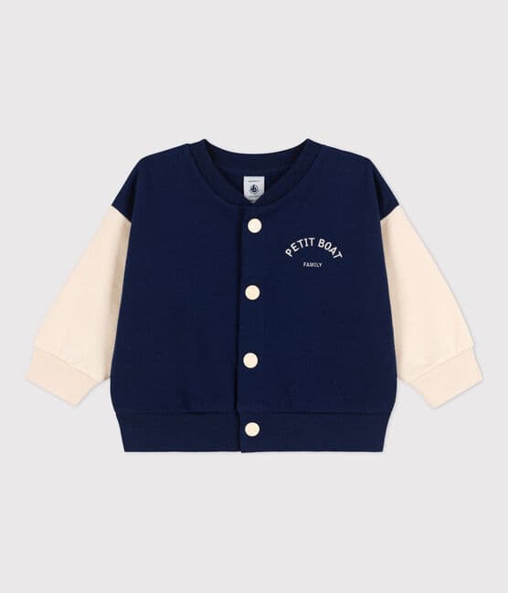Babies' Fleece Baseball Jacket MEDIEVAL blue/AVALANCHE