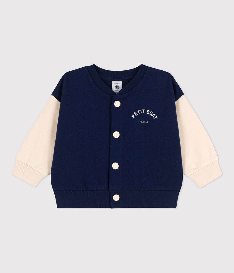 Babies' Fleece Baseball Jacket blue/ecru