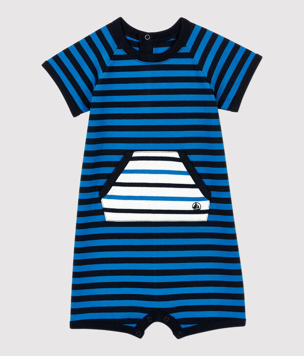 Babies' Cotton Playsuit blue/blue