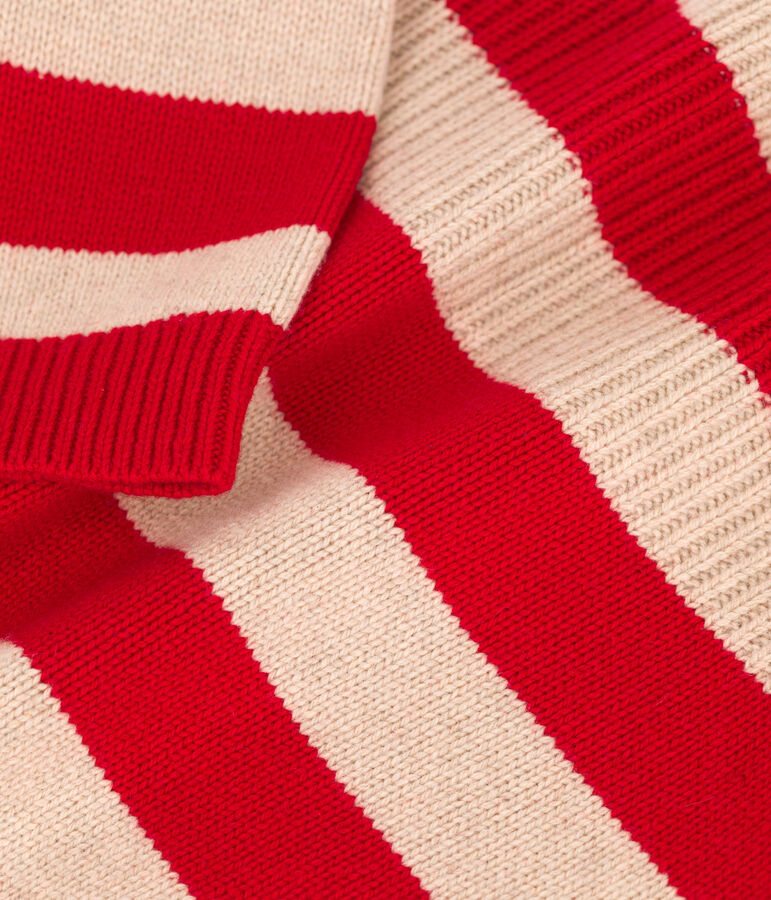 Boys' Stripy Wool/Cotton Pullover beige/red