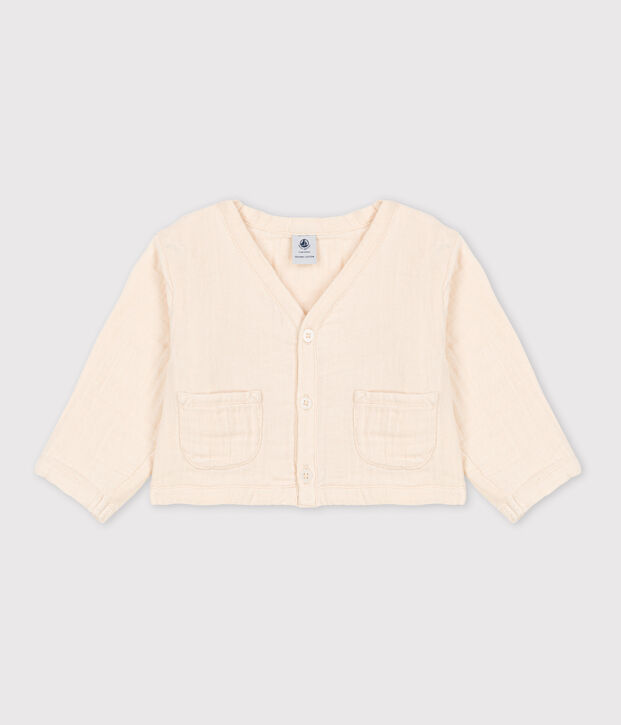 Babies' Cotton Gauze Cardigan Ecru
