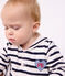 Babies' cotton dress with long sleeves and Breton stripes white/blue
