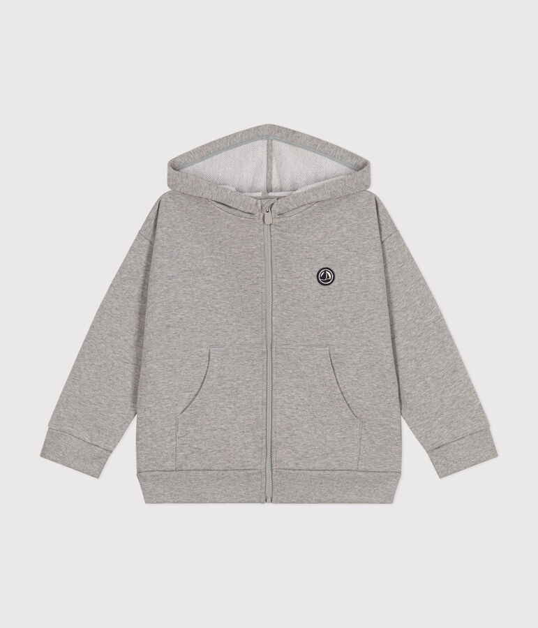 Boys' zip-up fleece hoodie grey