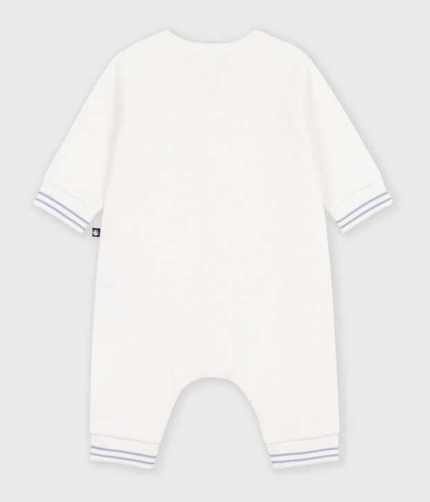 Babies' plain cotton jumpsuit white