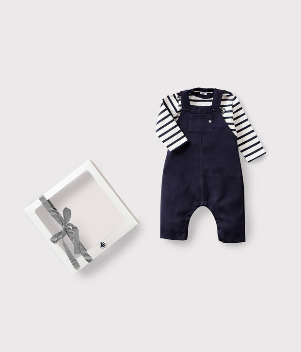 Babies' Thick Jersey Dungarees and Breton Top multicolor