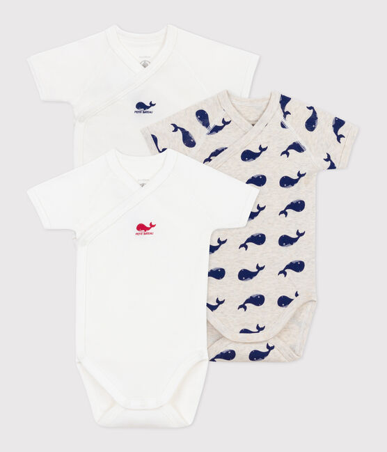 Babies' short-sleeved printed cotton wrapover bodies - 3-Pack variante 1