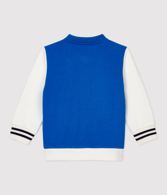 Babies' Fleece Baseball Jacket RUISSEAU blue/MARSHMALLOW white