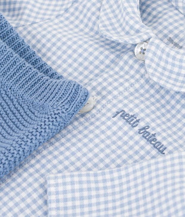 Babies' outfit in cotton with embroidery on the chest and a gingham print multicolor