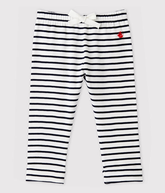 Babies' Unisex Cotton Trousers MARSHMALLOW white/SMOKING blue