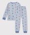 Children's pyjamas in ski-print fleece blue/multicolor