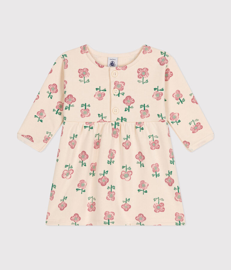 Babies' long-sleeved dress Ecru/yellow