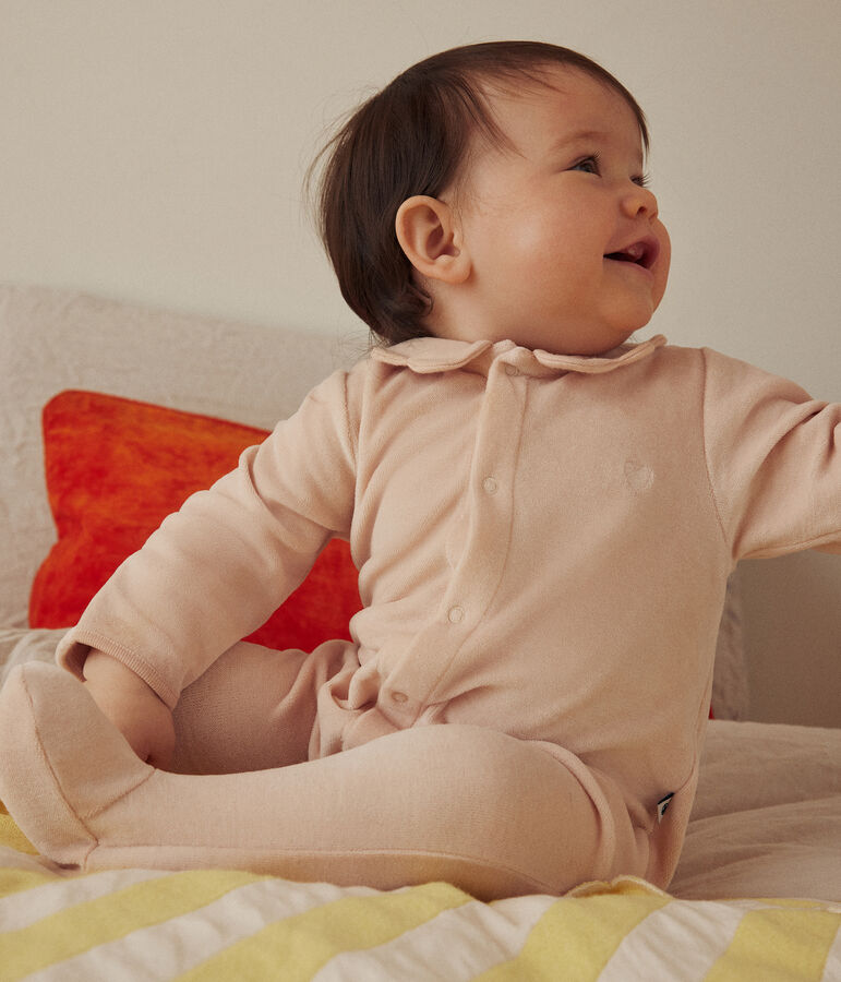 Babies' velour pyjama suit pink