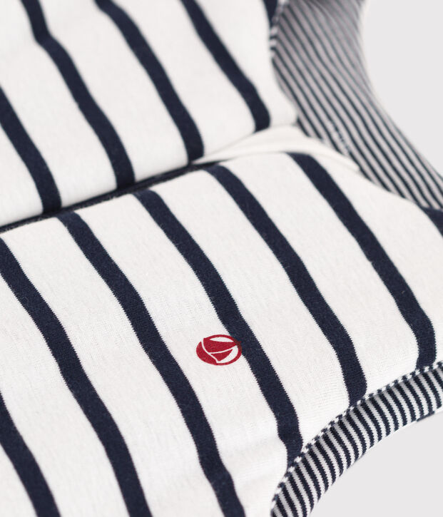 Stripy cotton 2 TOG sleeping bag white/blue
