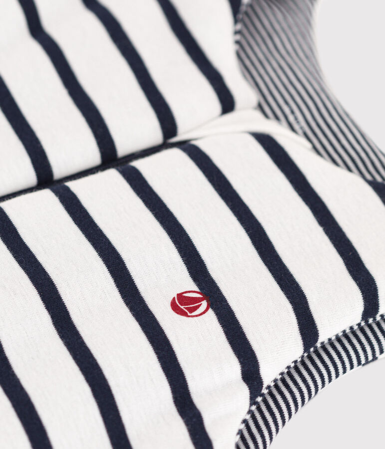 Stripy cotton 2 TOG sleeping bag white/blue